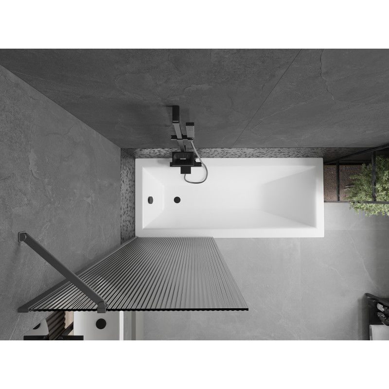 Mexen Next параван за вана с 1 крило 70 x 150 см, ивици, gun metal - 895-070-000-00-09-95
