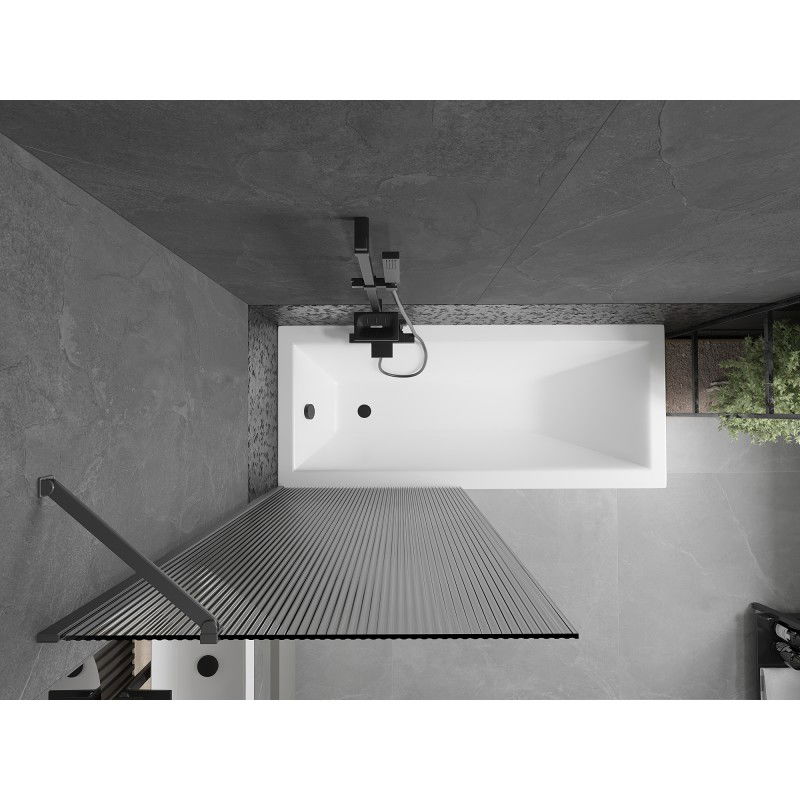 Mexen Next параван за вана с 1 крило 80 x 150 см, ивици, gun metal - 895-080-000-00-09-95