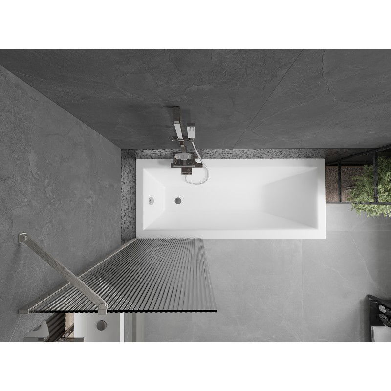 Mexen Next параван за вана с едно крило 60 x 150 см, ивици, матиран никел - 895-060-000-00-09-97