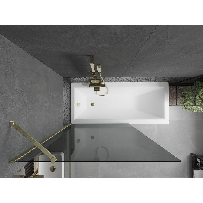 Mexen Next параван за вана 1-крилo 100 x 150 см, графит, златно матирано - 895-100-000-00-40-55