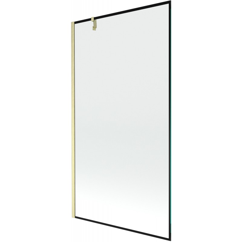 Mexen Next параван за вана, 1-крил вратa, 100 x 150 cm, черна рамка, златна матирана - 895-100-000-00-70-55