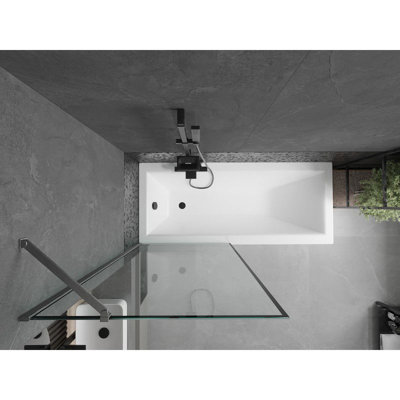 Mexen Next параван за вана еднокрил 80 x 150 см, черна рамка, полиран gun gray - 895-080-000-00-70-66