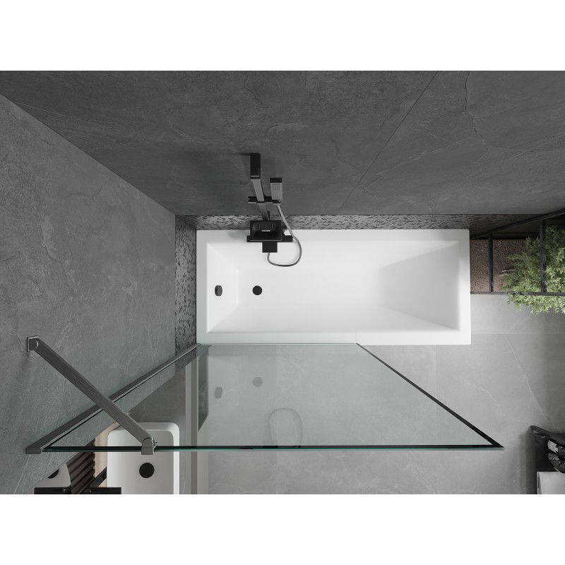 Mexen Next параван за вана 1-крилен 100 x 150 см, черна рамка, gun gray четкан - 895-100-000-00-70-66