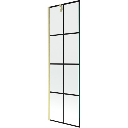 Mexen Next параван за вана 1-крилен 60 x 150 см, черна решетка, златист матиран - 895-060-000-00-77-55