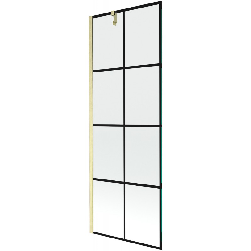 Mexen Next параван за вана, 1-крилен, 70 x 150 cm, черен мотив, златно четкано - 895-070-000-00-77-55
