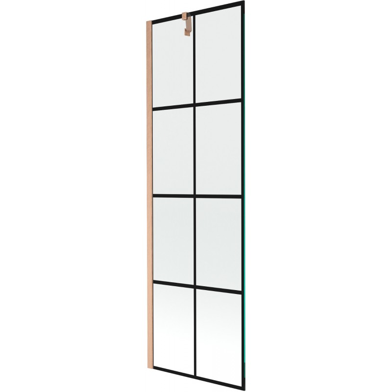 Mexen Next Еднокрилен параван за вана 60 x 150 см, черна решетка, матиран месинг - 895-060-000-00-77-65