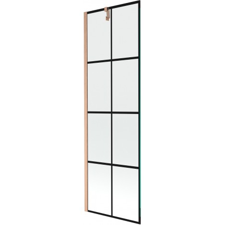 Mexen Next Еднокрилен параван за вана 60 x 150 см, черна решетка, матиран месинг - 895-060-000-00-77-65