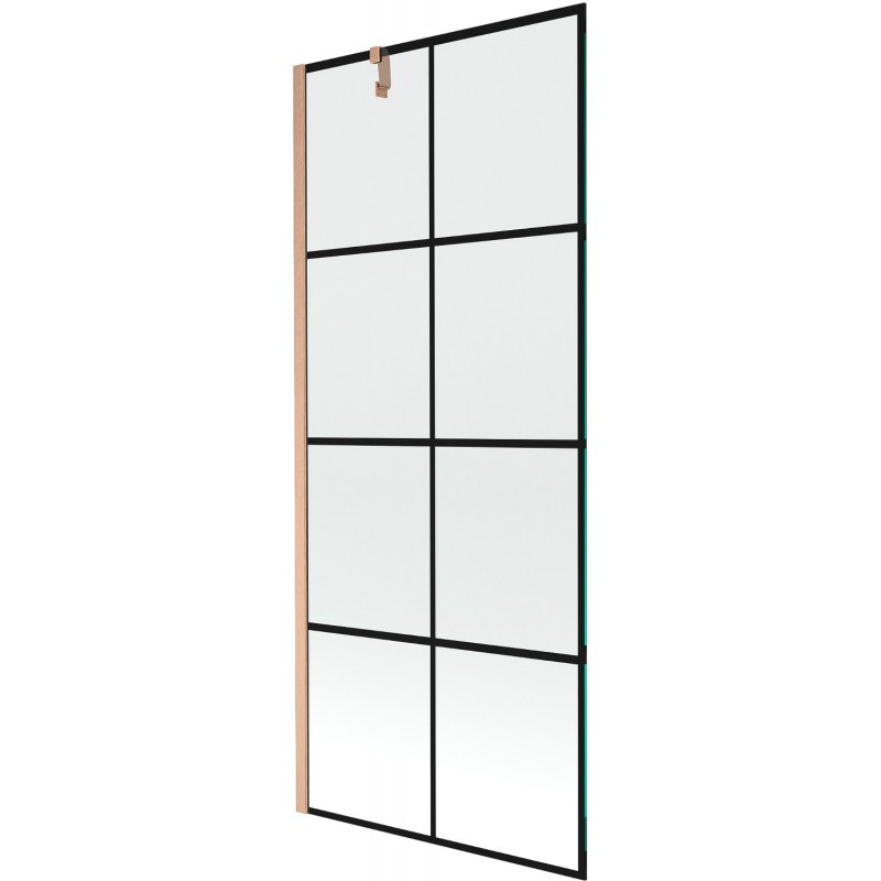 Mexen Next еднокрил параван за вана 80 x 150 см, черна решетка, четкан мед - 895-080-000-00-77-65