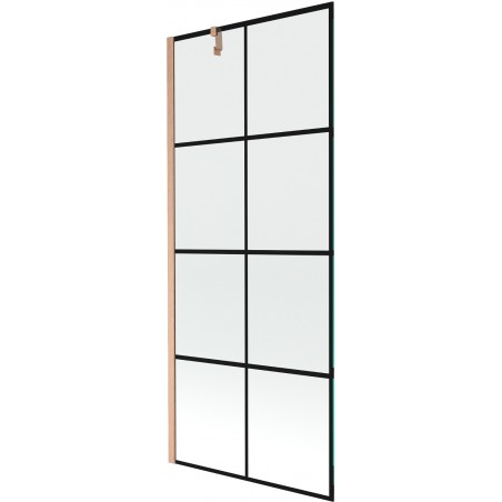 Mexen Next еднокрил параван за вана 80 x 150 см, черна решетка, четкан мед - 895-080-000-00-77-65