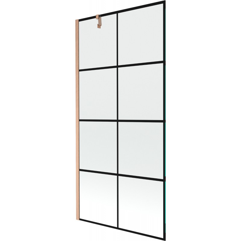 Mexen Next душ параван с 1 крило 90 x 150 см, черна решетка, матирана мед - 895-090-000-00-77-65