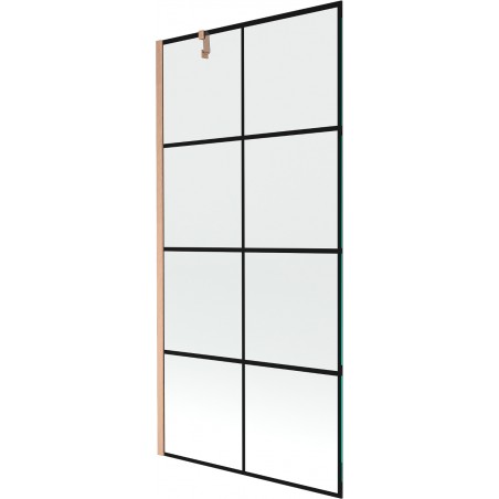 Mexen Next душ параван с 1 крило 90 x 150 см, черна решетка, матирана мед - 895-090-000-00-77-65