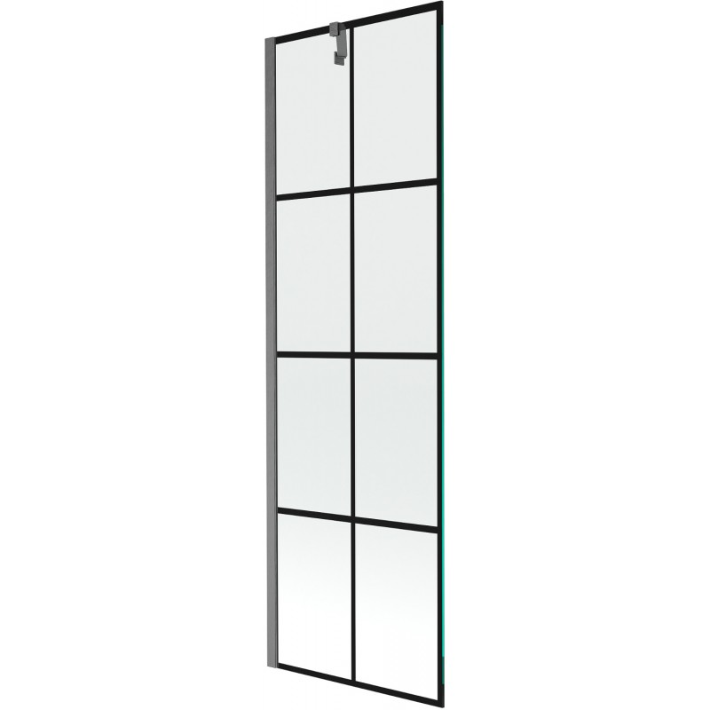 Mexen Next параван за вана 1-крилен 60 x 150 см, черна решетка, четкано сиво - 895-060-000-00-77-66