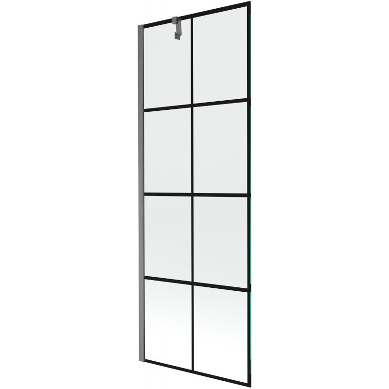 Mexen Next сгъваем стъклен параван за вана 1-крилен 70 x 150 см, черна решетка, графитено сиво - 895-070-000-00-77-66