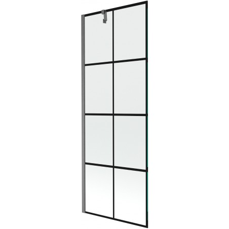 Mexen Next сгъваем стъклен параван за вана 1-крилен 70 x 150 см, черна решетка, графитено сиво - 895-070-000-00-77-66