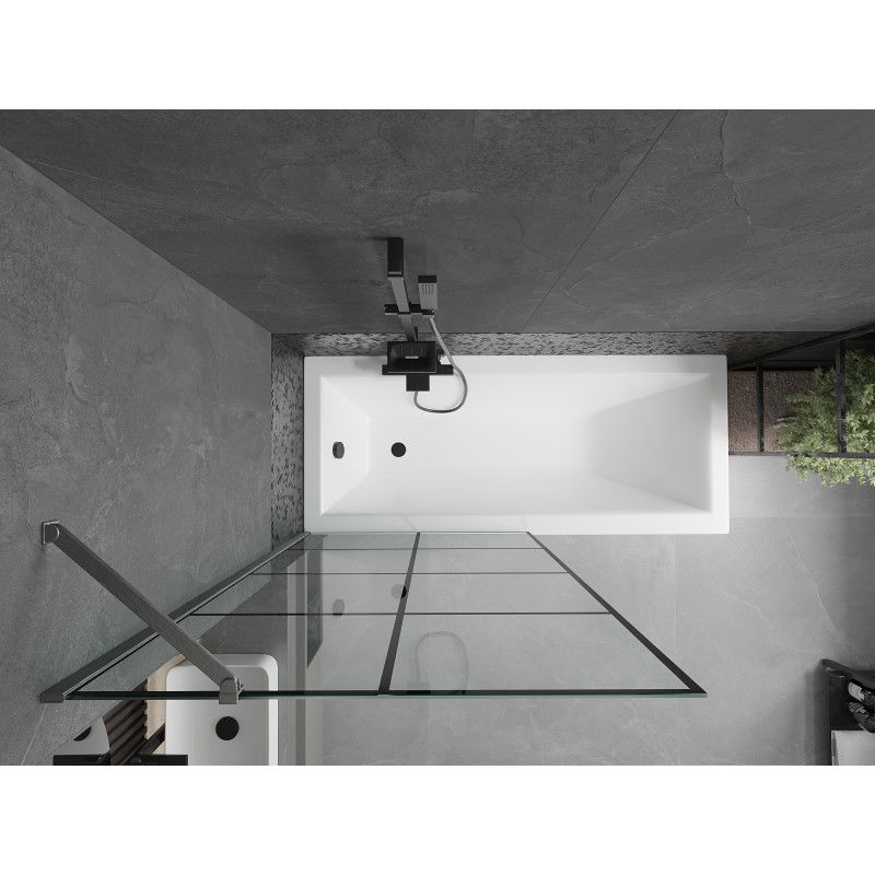 Mexen Next наваден панел 1-крилен 90 x 150 см, черна мрежа, четкано оръдие сиво - 895-090-000-00-77-66