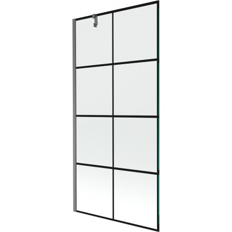 Mexen Next наваден панел 1-крилен 90 x 150 см, черна мрежа, четкано оръдие сиво - 895-090-000-00-77-66