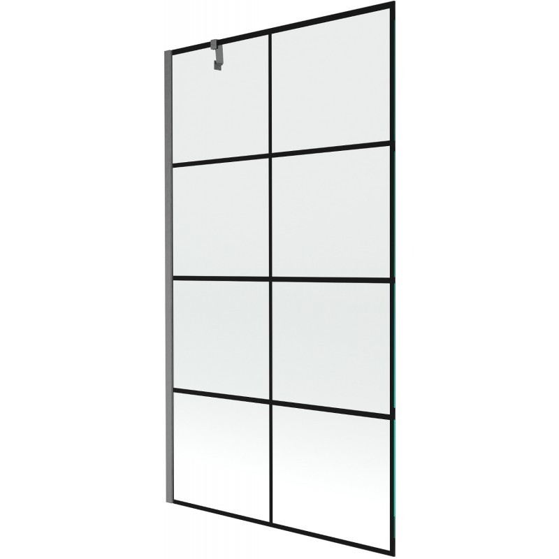 Mexen Next параван за вана, еднокрилен, 100 x 150 см, черна решетка, четкан gun gray - 895-100-000-00-77-66