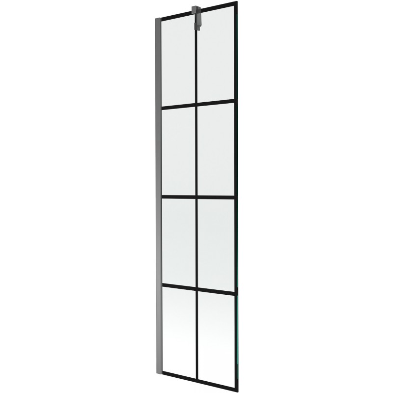 Mexen Next преграда за вана с едно крило 50 x 150 см, черна решетка, gun metal - 895-050-000-00-77-95