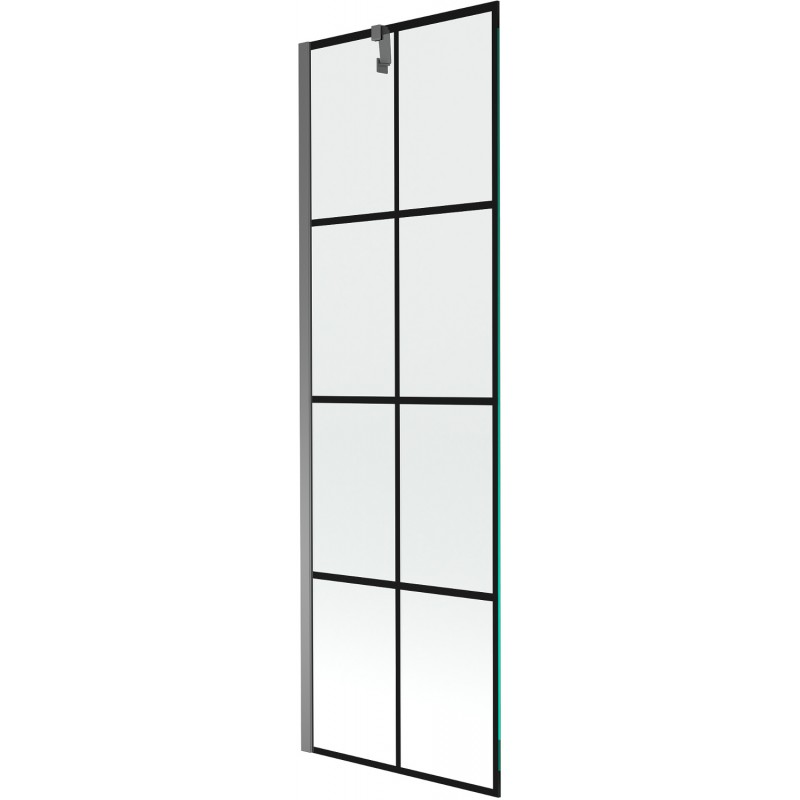 Mexen Next еднокрил параван за вана 60 x 150 см, черна решетка, цвят gun metal - 895-060-000-00-77-95