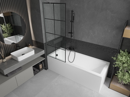 Mexen Next параван за вана, 1-крилен, 70 x 150 см, черен мотив, gun metal - 895-070-000-00-77-95