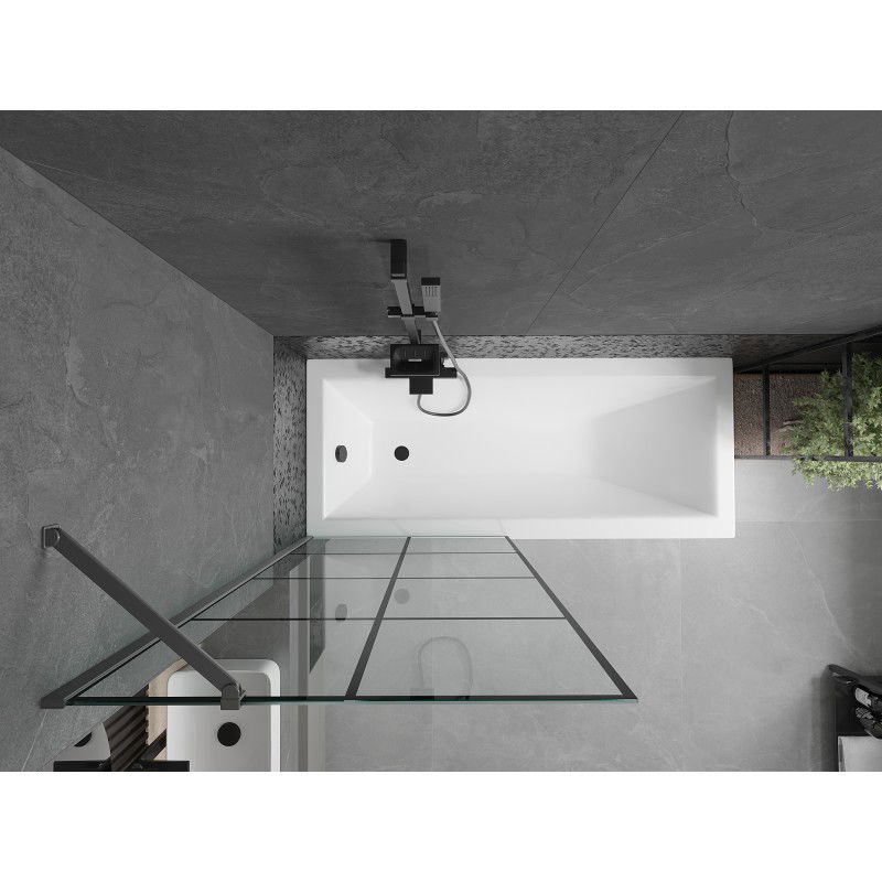 Mexen Next параван за вана с едно крило 80 x 150 см, черна решетка, gun metal - 895-080-000-00-77-95