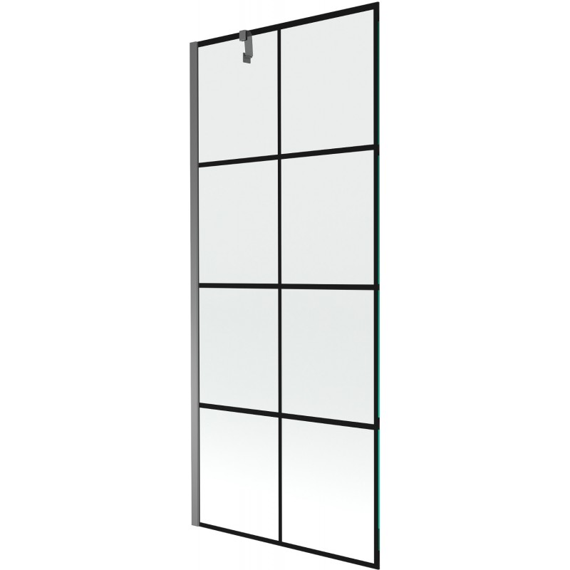 Mexen Next параван за вана с едно крило 80 x 150 см, черна решетка, gun metal - 895-080-000-00-77-95