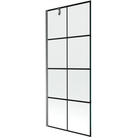 Mexen Next параван за вана с едно крило 80 x 150 см, черна решетка, gun metal - 895-080-000-00-77-95