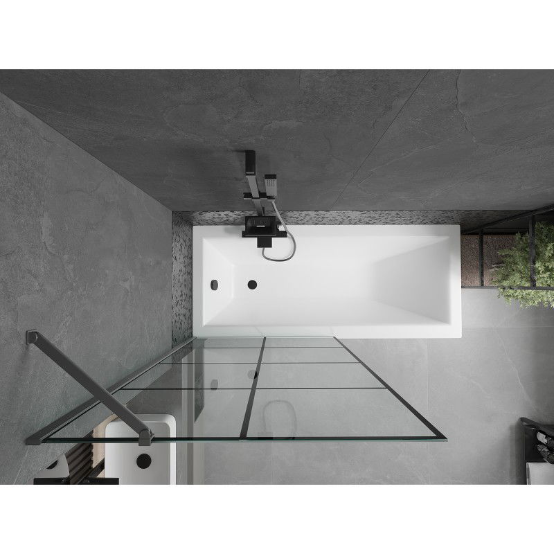 Mexen Next параван за баня с 1 крило 90 x 150 см, черна решетка, gun metal - 895-090-000-00-77-95