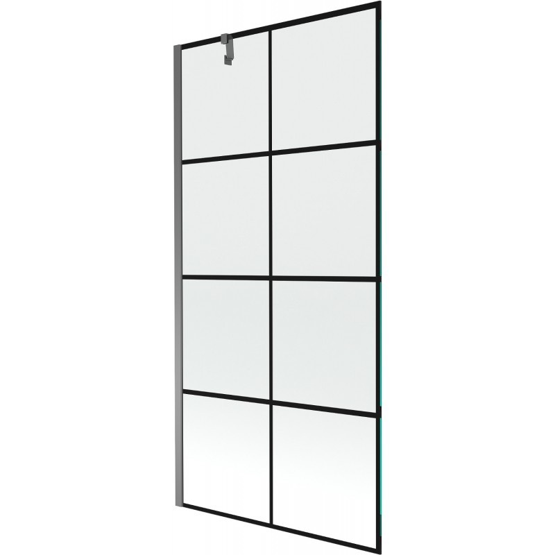 Mexen Next параван за баня с 1 крило 90 x 150 см, черна решетка, gun metal - 895-090-000-00-77-95