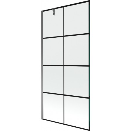 Mexen Next параван за баня с 1 крило 90 x 150 см, черна решетка, gun metal - 895-090-000-00-77-95