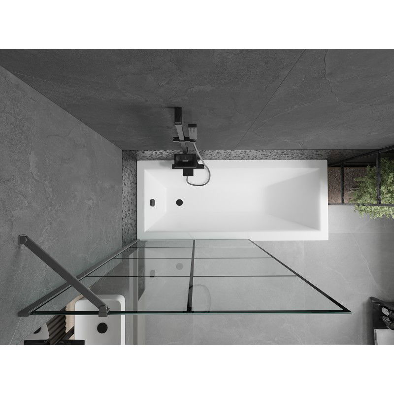 Mexen Next параван за вана с едно крило 100 x 150 см, черна решетка, gun metal - 895-100-000-00-77-95