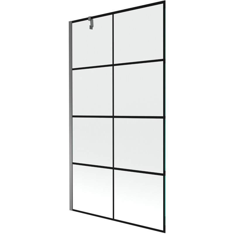 Mexen Next параван за вана с едно крило 100 x 150 см, черна решетка, gun metal - 895-100-000-00-77-95