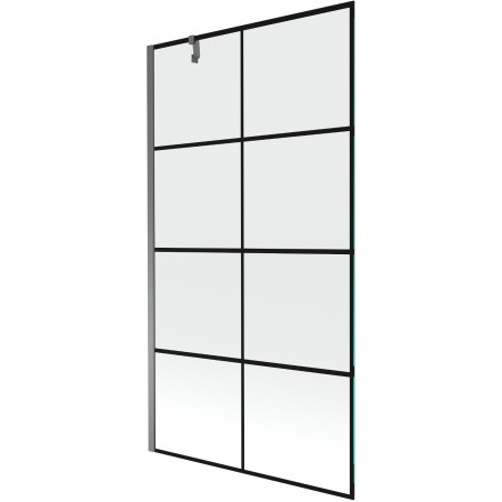 Mexen Next параван за вана с едно крило 100 x 150 см, черна решетка, gun metal - 895-100-000-00-77-95
