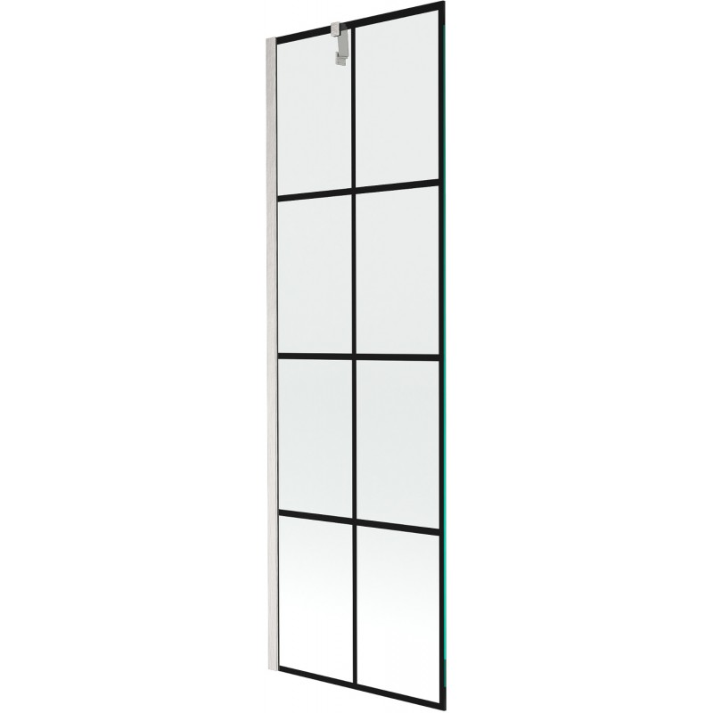 Mexen Next параван за вана 1-крилен 60 x 150 см, черна решетка, четкан никел - 895-060-000-00-77-97