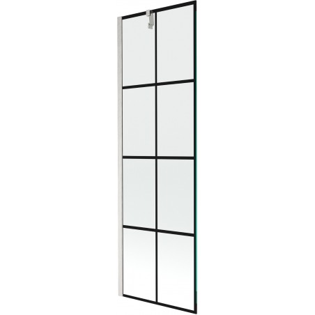 Mexen Next параван за вана 1-крилен 60 x 150 см, черна решетка, четкан никел - 895-060-000-00-77-97