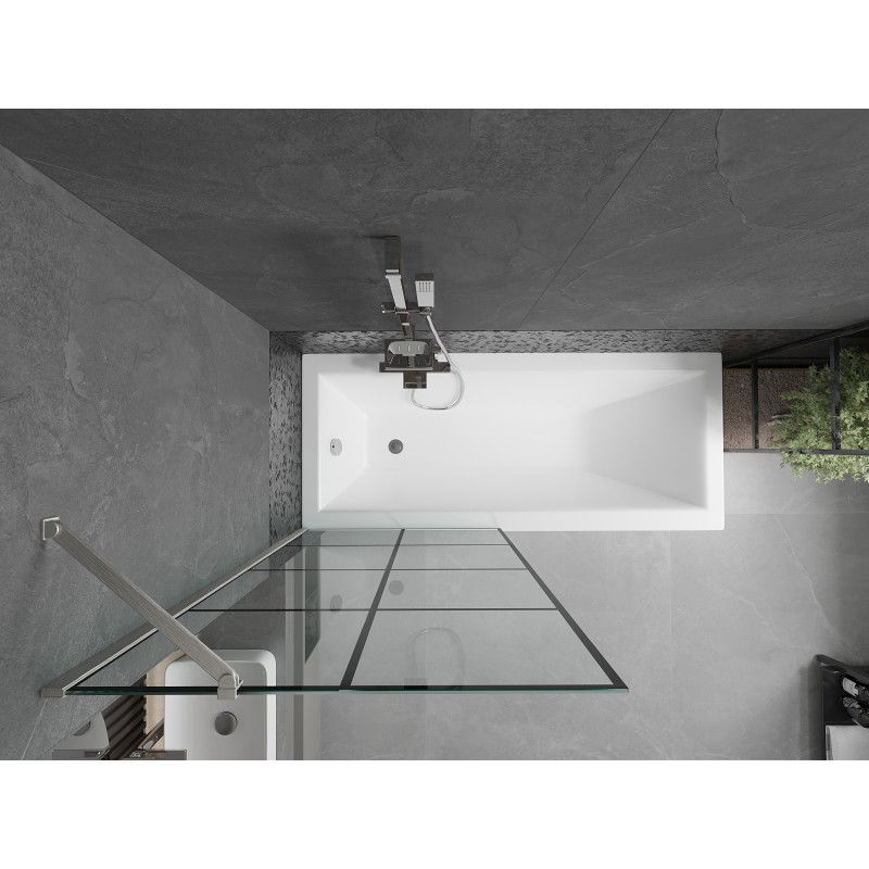 Mexen Next параван на вана 1-крилен 80 x 150 cm, черна решетка, матиран никел - 895-080-000-00-77-97