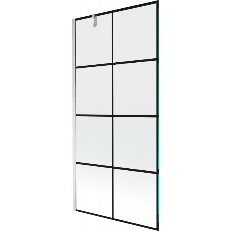 Mexen Next параван за вана 1-крилен 90 x 150 cm, черна решетка, четкан никел - 895-090-000-00-77-97