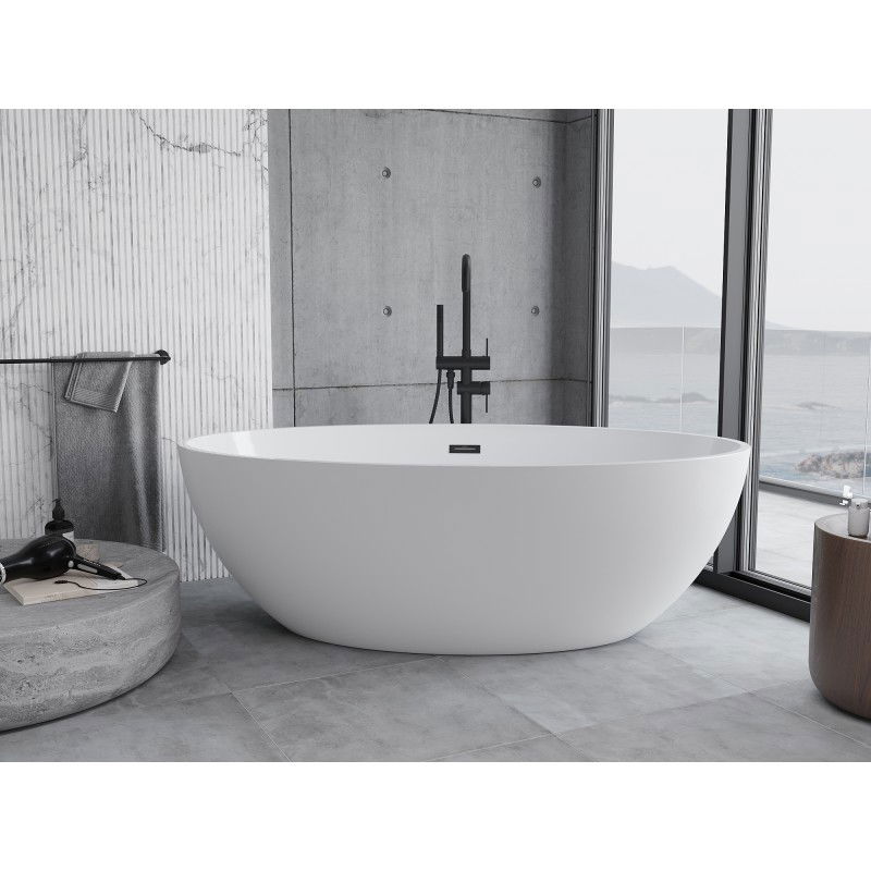 Mexen Nike свободностояща вана 175 x 100 см, бяла, черен преливник - 54071751000-70