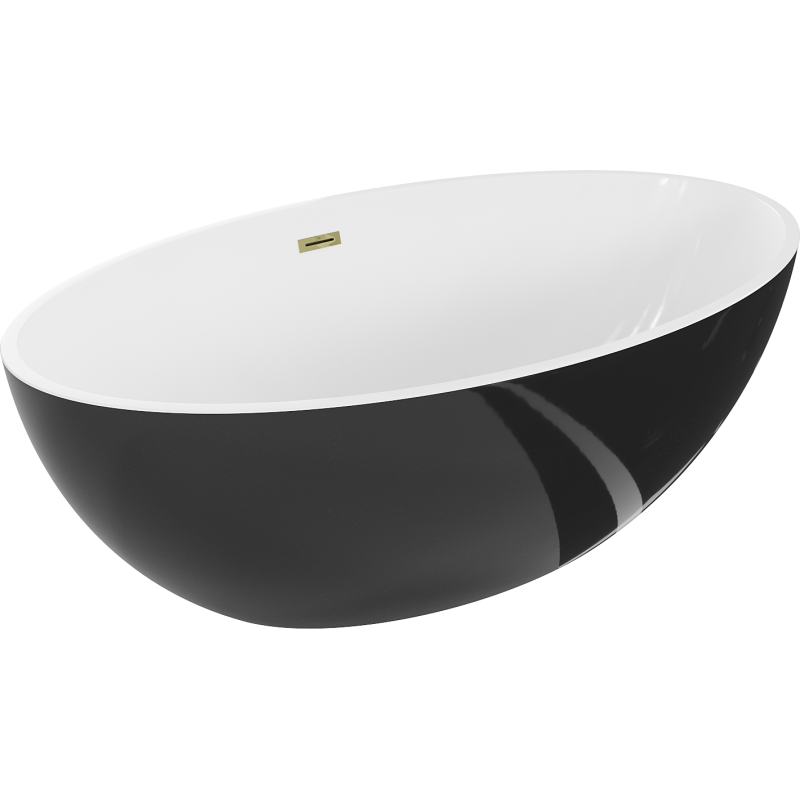 Mexen Nike самостоятелна вана 175 x 100 cm, бяла/черна, златен преливник - 54071751075-50