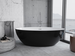 Mexen Nike вана свободностояща 175 x 100 см, бяла/черна, преливане хром - 54071751075-01