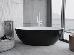 Mexen Nike самостоятелна вана 175 x 100 см, бяла/черна, бял преливник - 54071751075-20