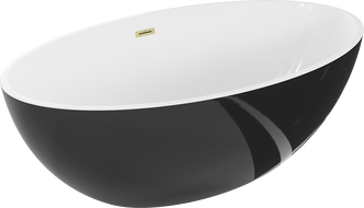 Mexen Nike свободностояща вана 175 x 100 см, бяла/черна, преливник златен четкан - 54071751075-55