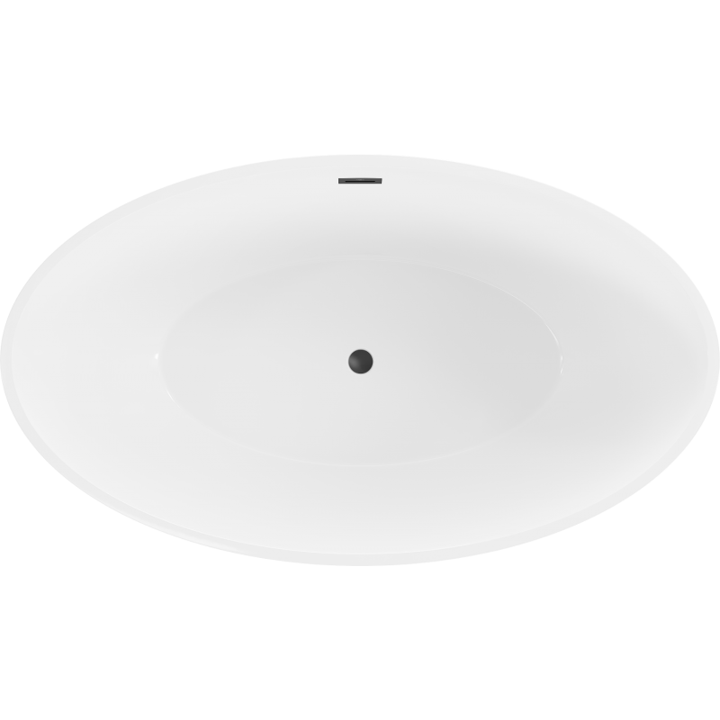 Mexen Nike самостоятелна вана 175 x 100 см, бяла/черна, черен преливник - 54071751075-70