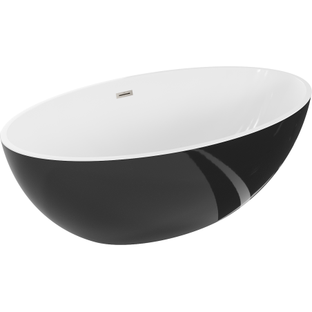 Mexen Nike свободностояща вана 175 x 100 см, бяла/черна, преливане от матиран никел - 54071751075-97