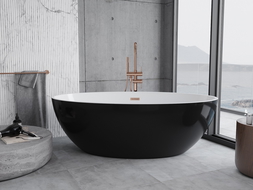 Mexen Nike самостоятелна вана 175 x 100 см, бяла/черна, матова мед - 54071751075-65