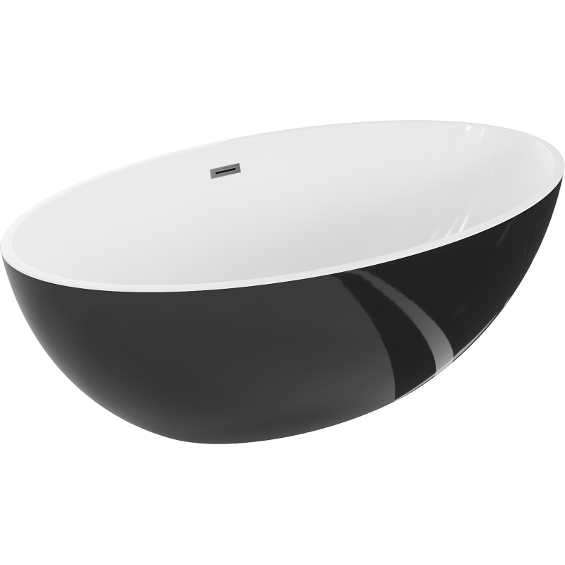 Mexen Nike самостоятелна вана 175 x 100 см, бяла/черна, преливник gun metal - 54071751075-95