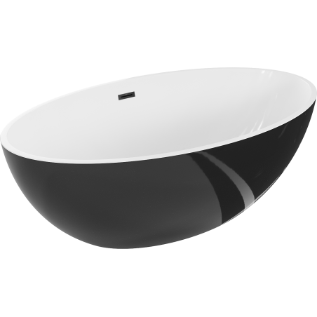 Mexen Nike самостоятелна вана 175 x 100 см, бяла/черна, черен преливник - 54071751075-70