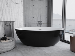 Mexen Nike самостоятелна вана 175 x 100 см, бяла/черна, преливник gun metal - 54071751075-95