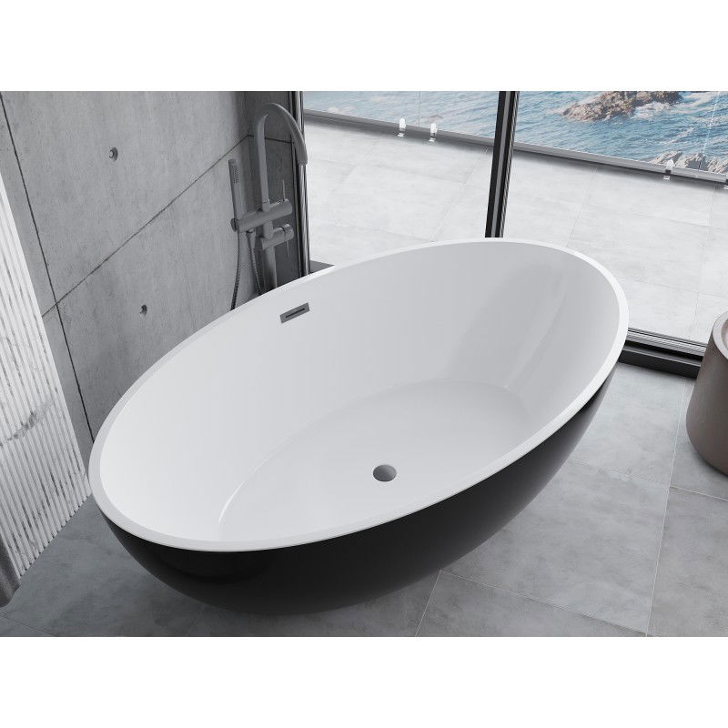 Mexen Nike самостоятелна вана 175 x 100 см, бяла/черна, преливник gun metal - 54071751075-95