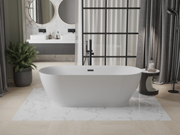 Mexen Roxy свободностояща вана 180 x 85 см, бяла, преливник черен - 51201808500-70